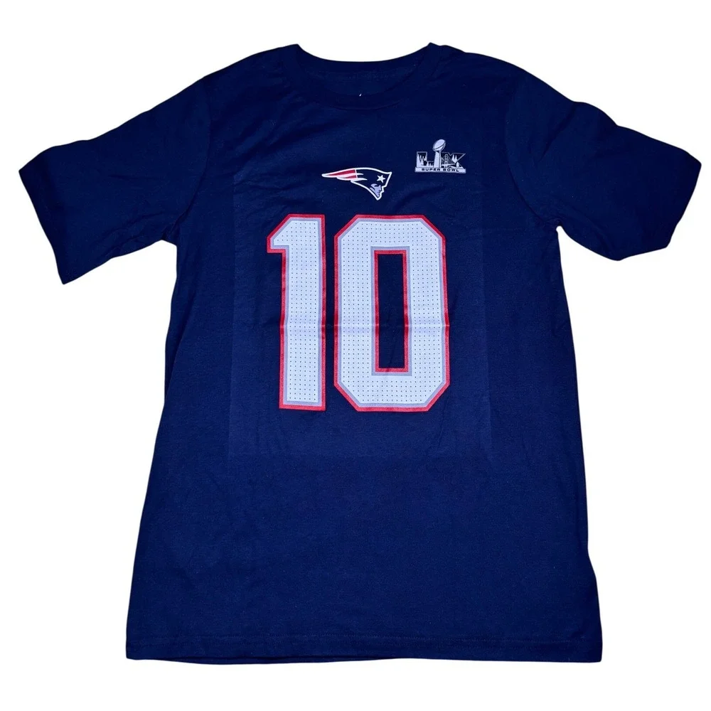 Nike New England Patriots Drake Maye Kids XL 18/20 Navy Blue Number 10 T-Shirt